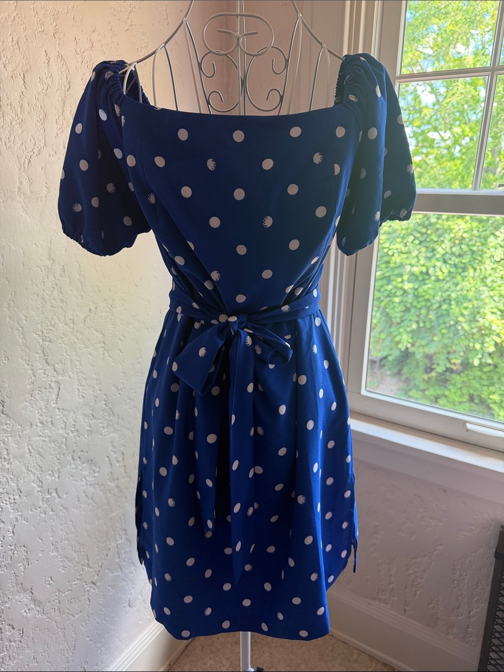 Lilly Pulitzer Navy Blue Polka Dot Off-Shoulder romper dress